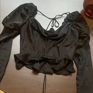 V. Chapman Black Ruffled Blouse